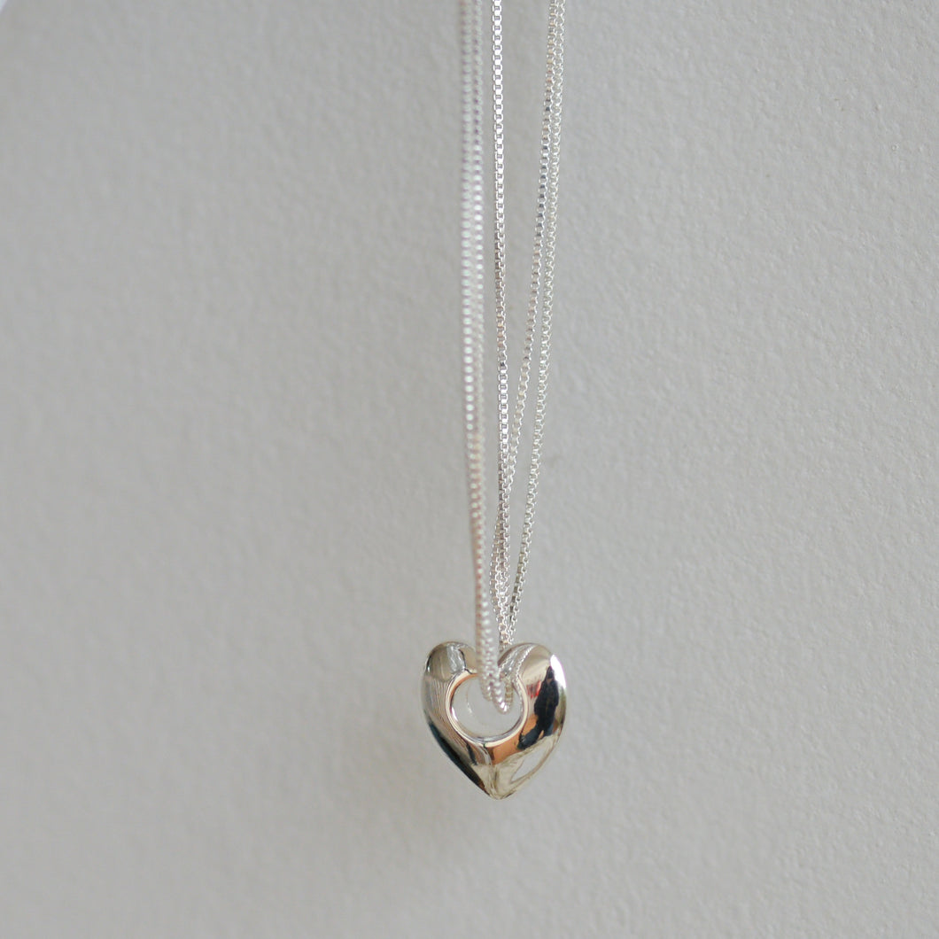 Wave Heart Necklace/ Gold or Silver Plated
