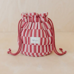 Quilted Cotton Rose Checkerboard Wash Bag