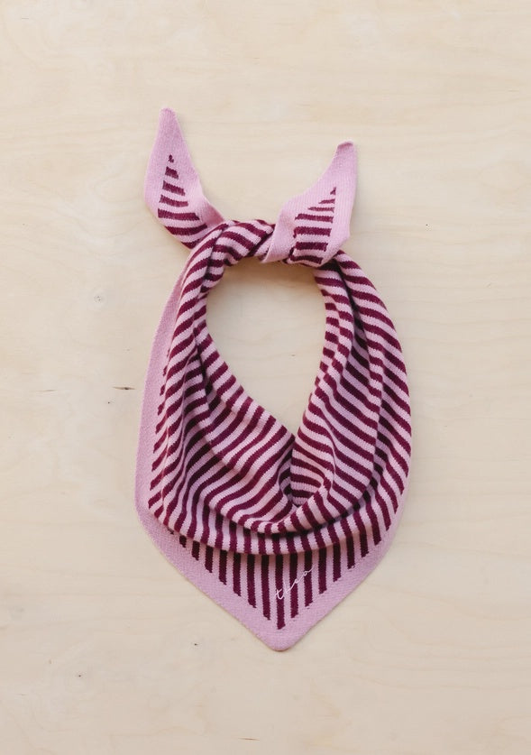 Merino Triangle Scarf / Pink Stripe