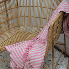 Load image into Gallery viewer, Recycled Cotton Pink Striped Throw