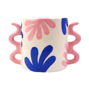 Luca Painted Plant Pot / Pink and Blue