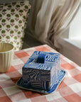 Cobalt Blue Striped Butter Dish
