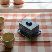 Load image into Gallery viewer, Cobalt Blue Striped Butter Dish