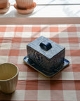 Cobalt Blue Striped Butter Dish