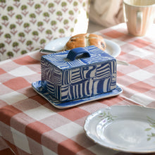 Load image into Gallery viewer, Cobalt Blue Striped Butter Dish
