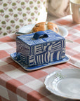 Cobalt Blue Striped Butter Dish