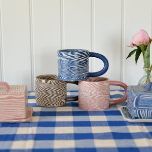 Pink and White Herringbone Mug