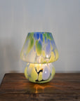 Portable LED Glass Mushroom Lamp / Green Blue