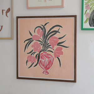 Tulips in a Red Vase Print by La Poire