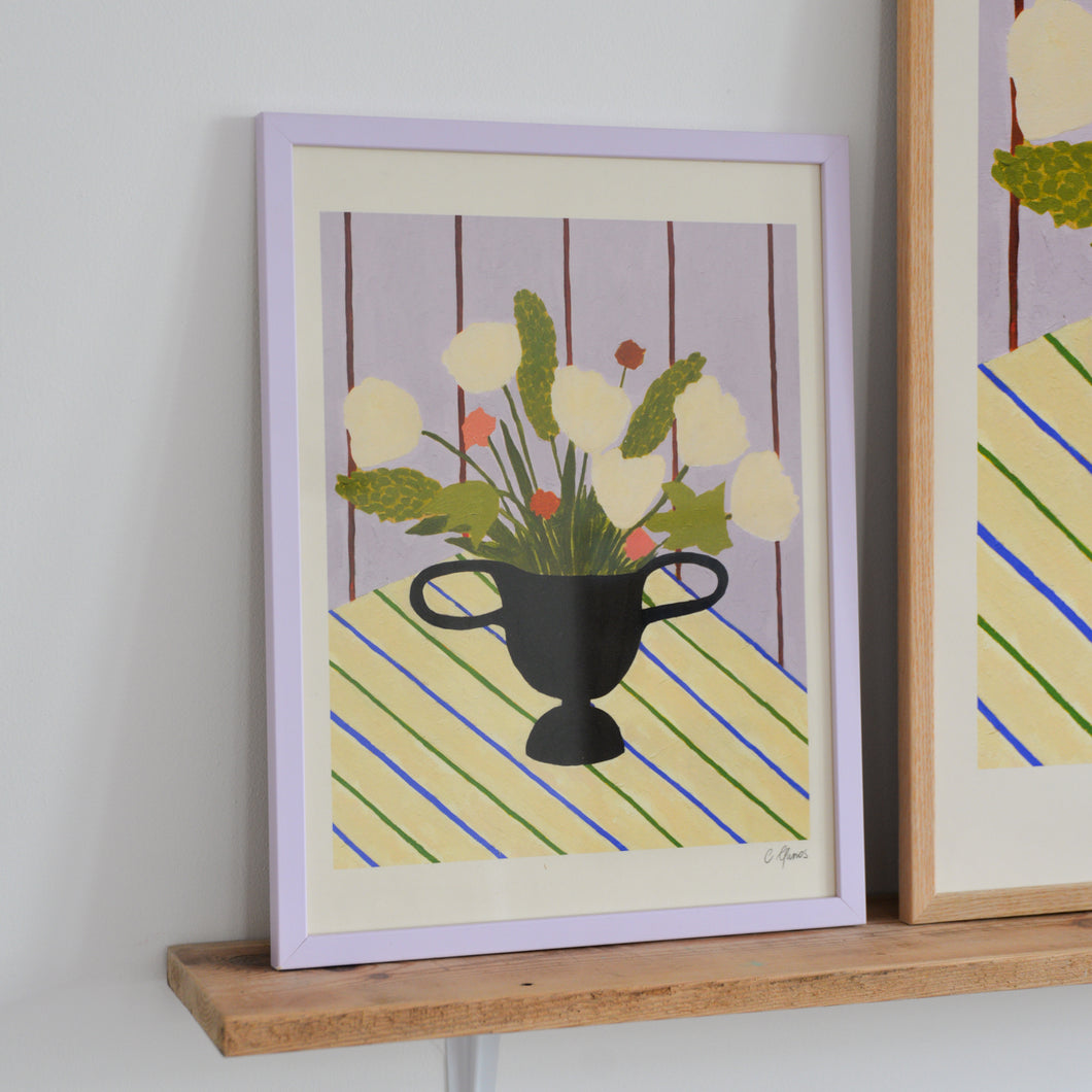 Carla Llanos: Flowers on Striped Cloth
