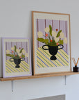 Carla Llanos: Flowers on Striped Cloth