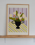 Carla Llanos: Flowers on Striped Cloth