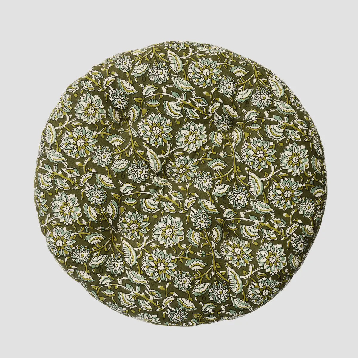 Printed Cotton Green Floral Chair Pad