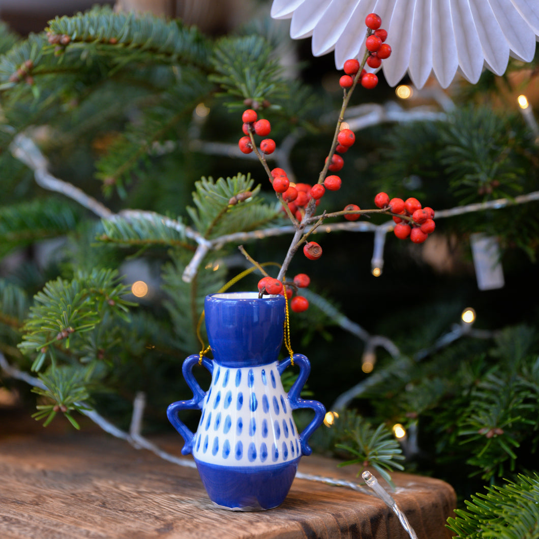 Blue Luis Vase Christmas Ornament