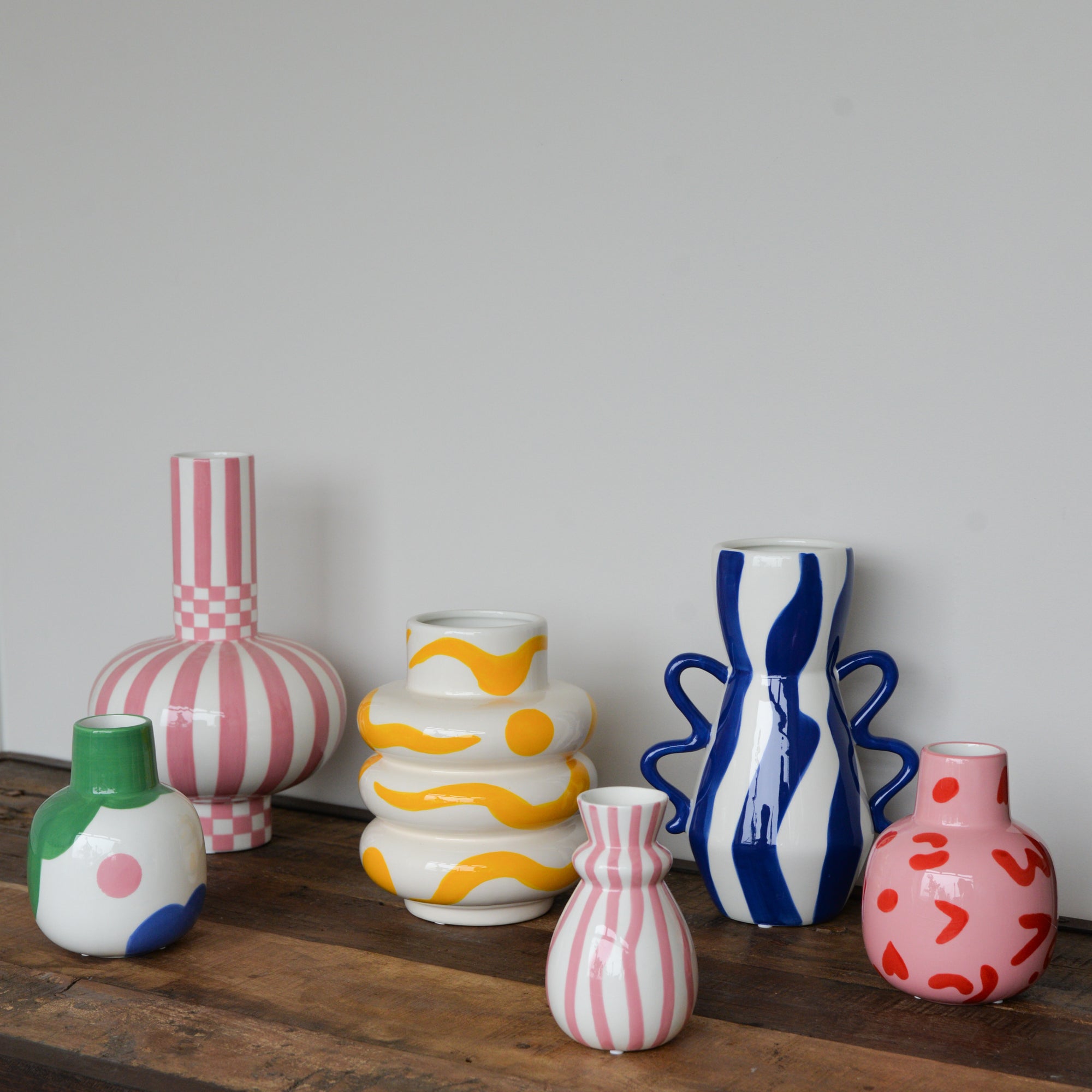 Gabriel Vase Pink Squares and Stripes