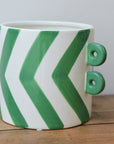 Felipe Painted Plant Pot / Green Stripe