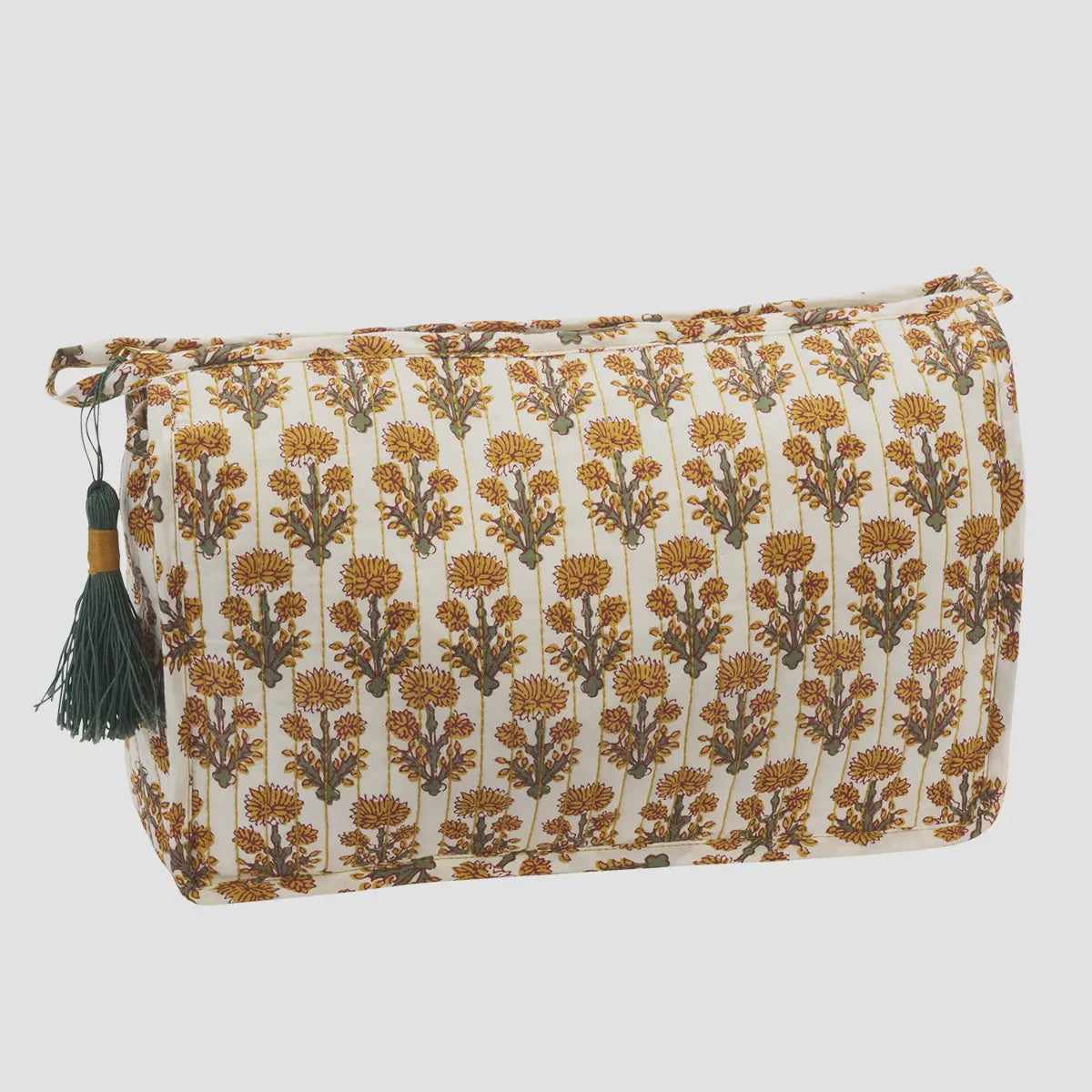 Yellow Floral Quilted Wash Bag