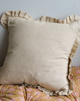 Pin Stripe Frill Cushion / Golden Yellow