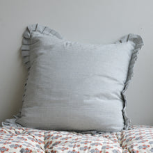 Load image into Gallery viewer, Pin Stripe Frill Cushion / Charcoal Grey