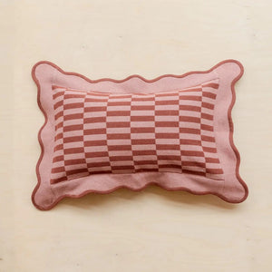 Rose Checkerboard and Scallop Cotton Cushion Cover