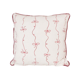 Bow Print Cushion White & Red