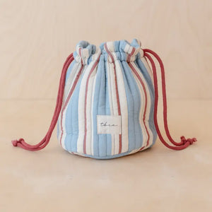 Quilted Cotton Red and White Stripe Wash Bag