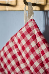 Red and White Gingham Check Pot Holder