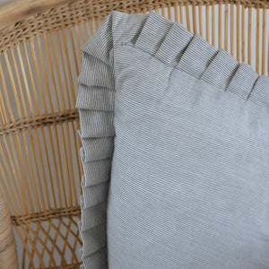 Pin Stripe Frill Cushion / Charcoal Grey