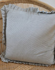 Pin Stripe Frill Cushion / Charcoal Grey