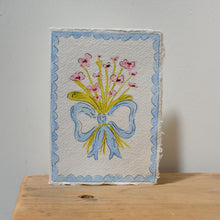 Load image into Gallery viewer, Hand-painted Blue Bow Card