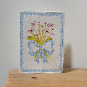 Hand-painted Blue Bow Card