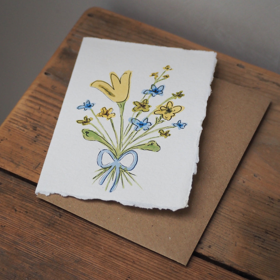 Hand-painted Blue Bow Cards