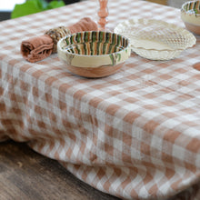 Load image into Gallery viewer, Gingham Cotton Tablecloth / Rust Brown