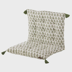 Samira Floral Chair Pad or Bench Cushion / Moss Green