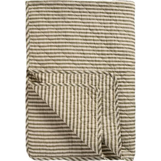 Sand and Olive Striped Quilt