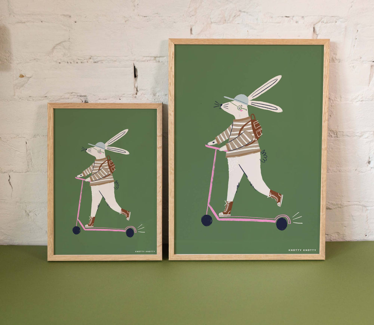 Rabbit on a Scooter Print / A4