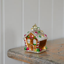 Load image into Gallery viewer, Gingerbread House Glass Tree Decoration