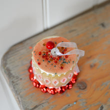 Load image into Gallery viewer, Glass Cake Tree Ornament With Cherry