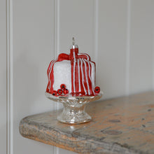 Load image into Gallery viewer, Red and White Glass Cake Ornament