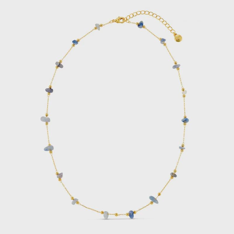 Semi-Precious Sodalite Gemstone Chain Necklace / 18K Gold Plated