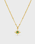 Emerald Star Charm Necklace / 18K Gold Plated