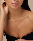 Emerald Star Charm Necklace / 18K Gold Plated