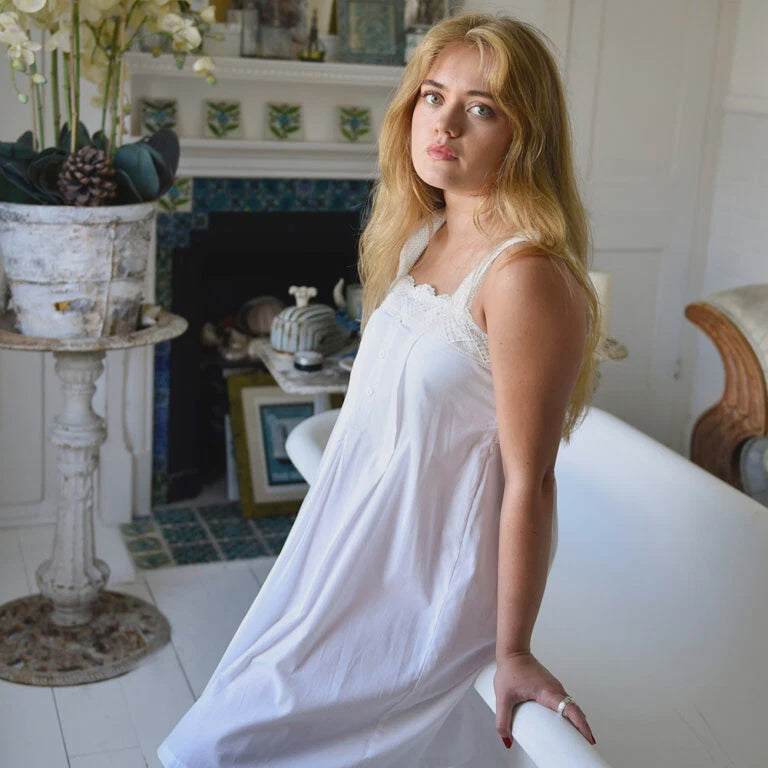 Short Lace and White Cotton Nightdress