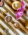 Olive Green and Yellow Stripe Tablecloth Simona