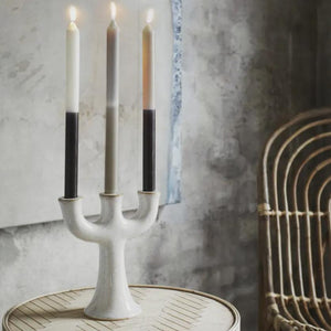 White Ceramic Candle Holder For Three Candles