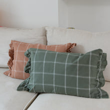 Load image into Gallery viewer, Alma Green Check Cushion / 40 x 60cm