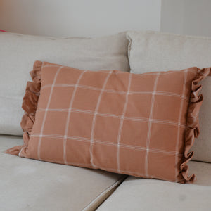 Alma Terracotta Check Cushion / 40 x 60cm