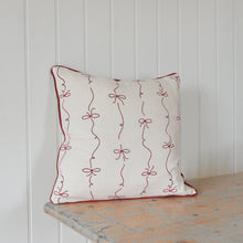 Load image into Gallery viewer, Bow Print Cushion White &amp; Red