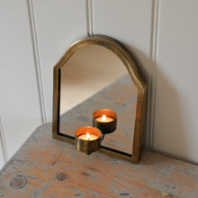 Load image into Gallery viewer, Brass Mirror with Tea Light Holder