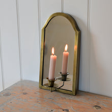 Load image into Gallery viewer, Brass Wall Candle Holder With Mirror